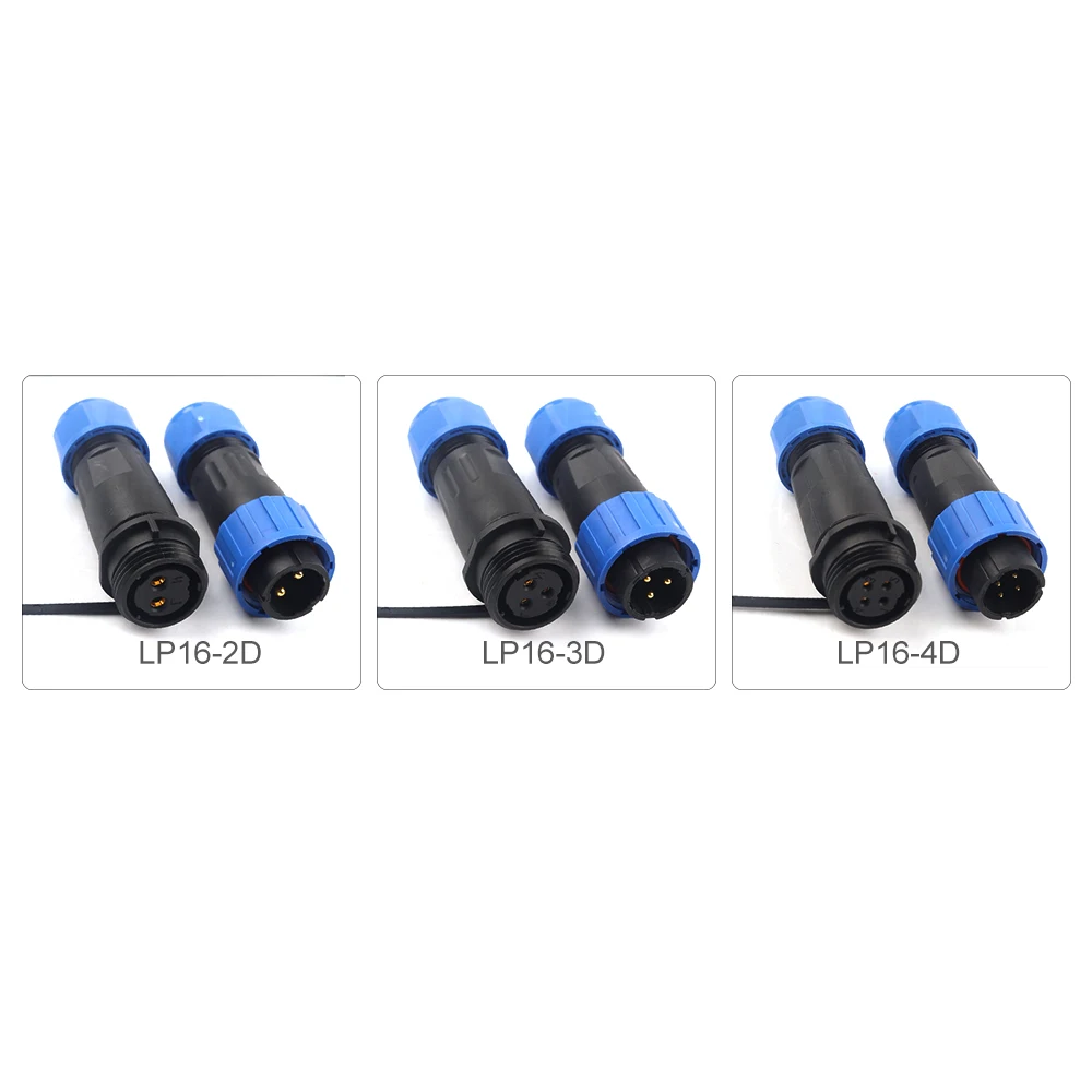 SP/LP16 Docking IP68 Waterproof Solderless Aviation Connector Male Female Plug Socket Electrical Wire Cable Connectors 2/3/4 Pin