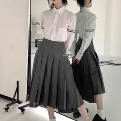 Jupe plissée taille haute mi-longue pour femme, demi-jupe fendue A-Line, style collège polyvalent, nouvelle tendance de la mode pour fille, Y2K, 2024