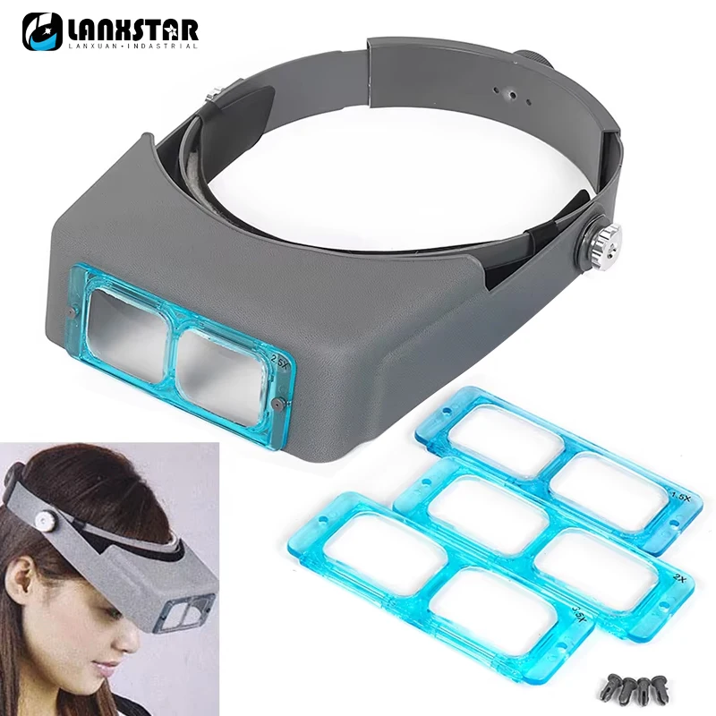 Headband Magnifier Repair Tool 1.5X2X2.5X3.5X Loupe Glass Repair Reading Magnifier Jeweler Headband Magnifier Eye Glasses Tool