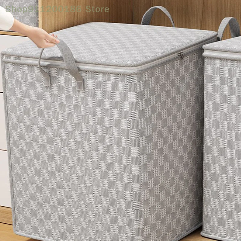 

Non-woven Quilt Storage Bag With Lids Zipper Foldable Clothes Quilt Bins Container Large Capacity Dust-proof Bag Organize