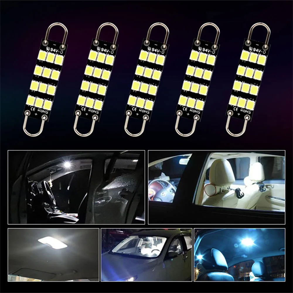 10PCS Universal Car Truck LED Interior Light 12V Canbus 44MM Auto Dome Roof Ceiling Reading Lamp Waterproof Car Indoor Lighting