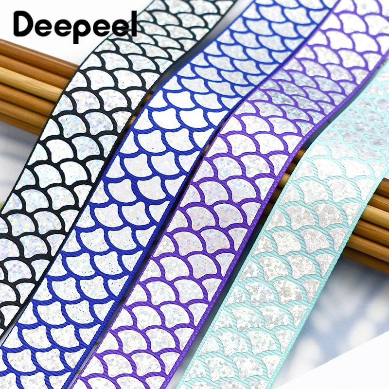 5/10Meters 25mm Silver Sequin Polyester Webbing Fish Scale Ribbon Bag Strap Garment Gift Decotative Lace DIY Sewing Accessories