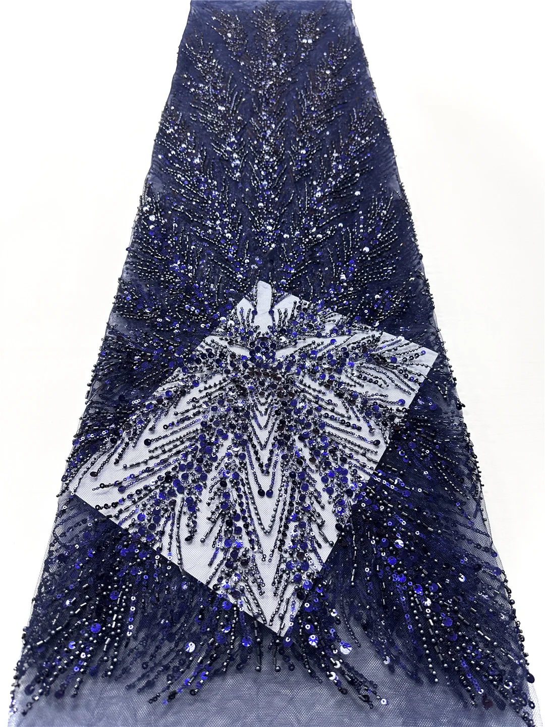 最新のナイジェリア製スパンコールレース生地、重厚な手刺繍ビーズレース生地、豪華なフランス刺繍ビーズレース生地、ウェディング用-SHIT