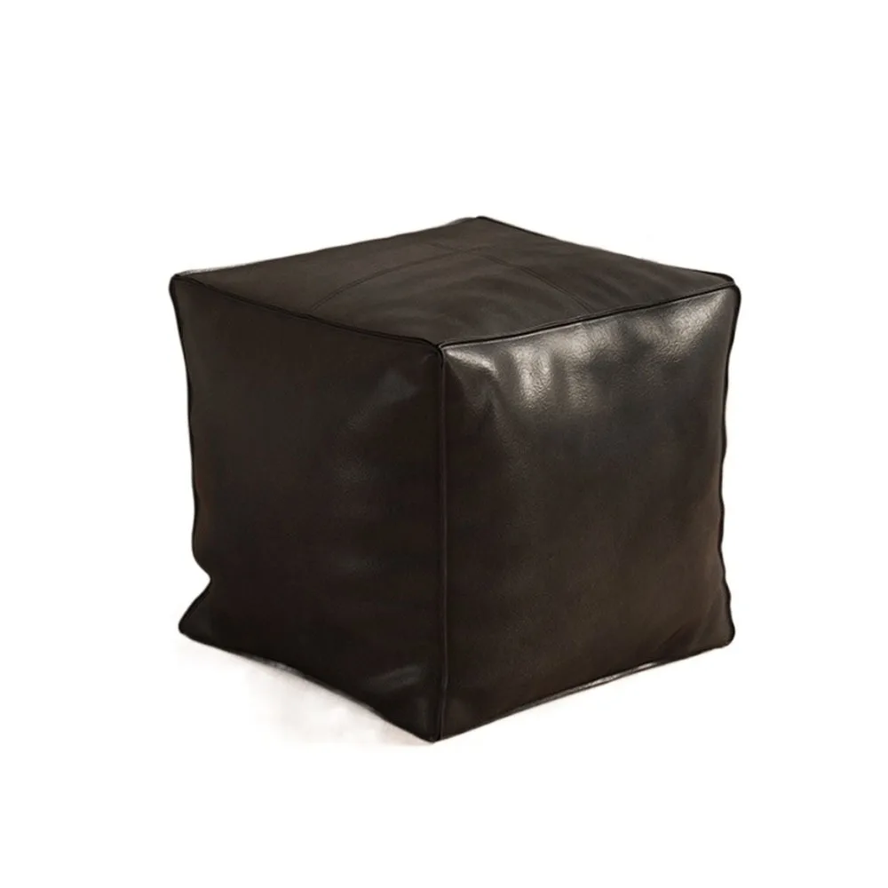

Non-Slip Storage Stool Waterproof No Fillings Unstuffed Cushion Cover Square Thicken PU Leather Ottoman Shoe-changing