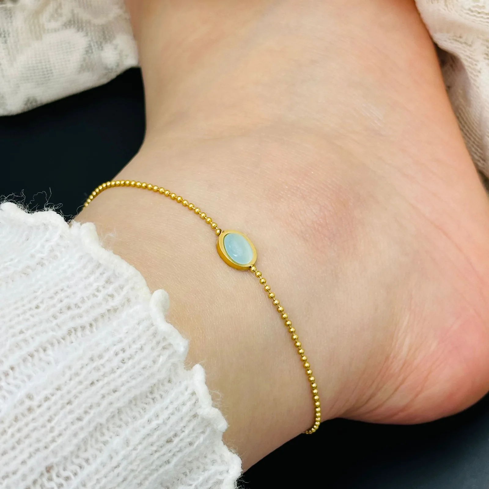 

European and American anklet women's ins new gold non-fading gold light luxury niche design high-end titanium steel anklet jewel