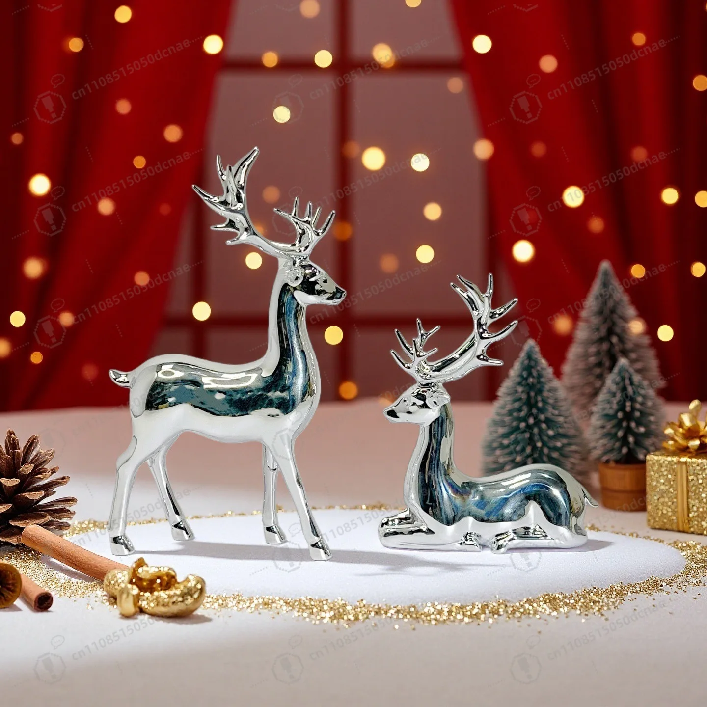 

Christmas elk ornament a pair of creative holiday gifts wine cabinet living room entrance office decoration resin crafts