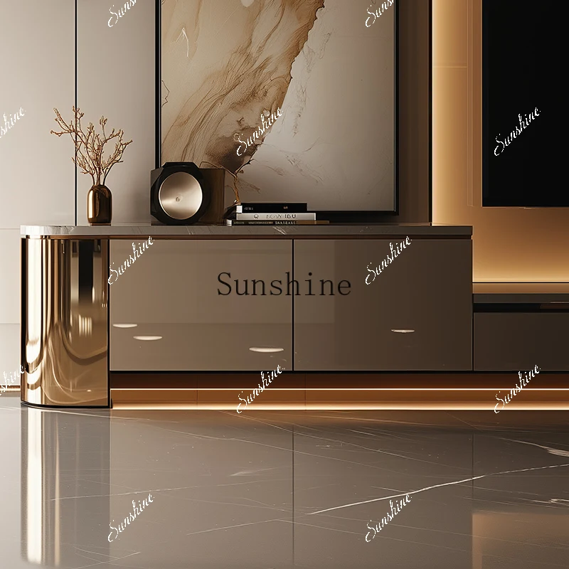 

High-end marble TV cabinet lengthened by 3.2 meters light luxury household coffee table FT