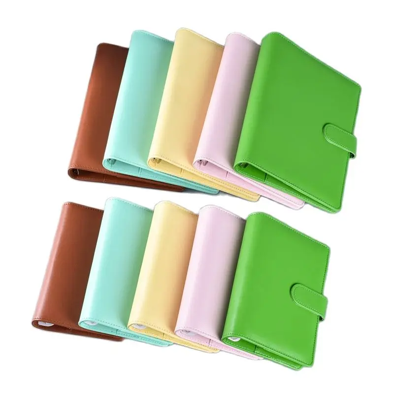 Makronen Farbe A6/A5 PU Leder DIY Binder Notebook Abdeckung Tagebuch Agenda Planer Papier Abdeckung Schule Schreibwaren