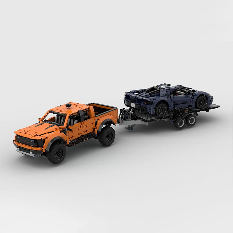 MOC Technical Pickups F-150 Raptor Trailer Can Tilted Model Building Blocks DIY 42126 Zestaw klocków do montażu Zabawki dla dzieci Prezenty