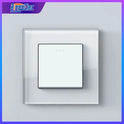 Bingoelec Push Light Switch Wall Power Switch On Off Switch Button Lamp Switch 1/2/3Gang 2Way With Glass Frame Home Switch