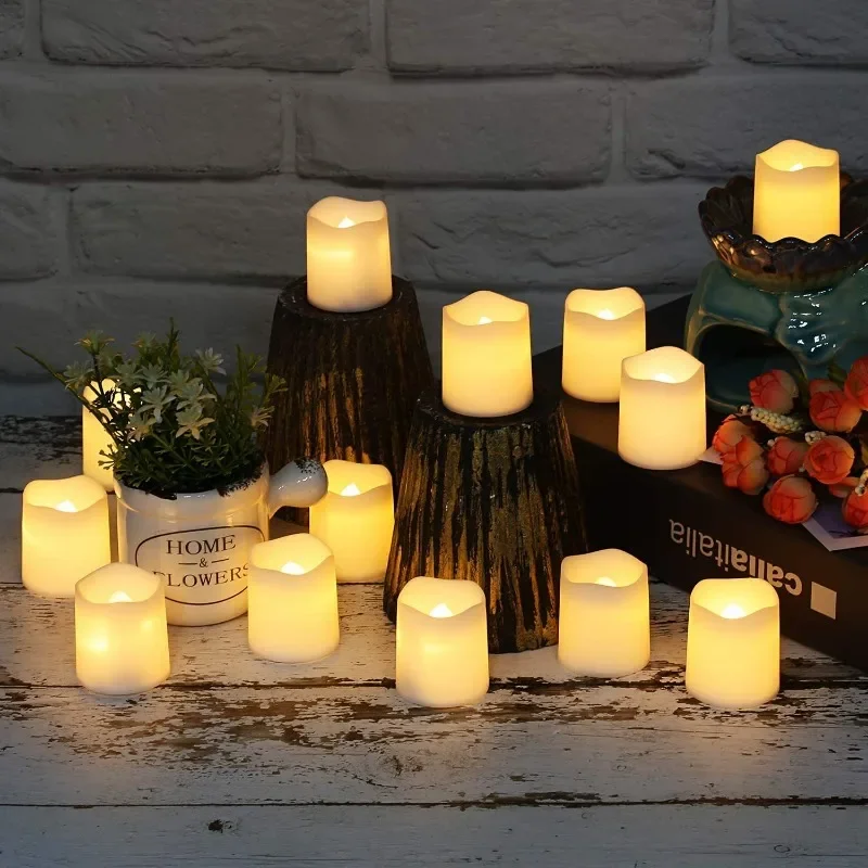 Velas electrónicas LED sin llama, lámpara de mesa con luz de té alimentada por batería para bodas, Halloween, decoración navideña, velas