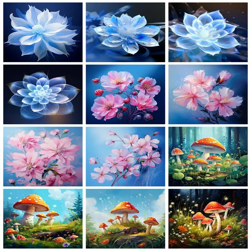 

RUOPOTY 5D DIY Diamond Painting Sewant Mushroom Cross Stitch Kits Full Square/Round Diamond Mosaic Embroidery Home Decor