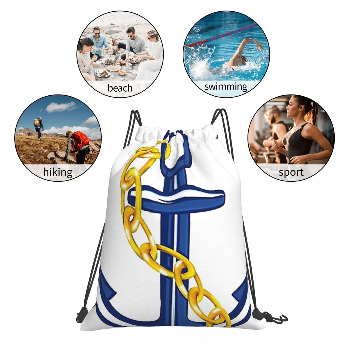 Anchor Backpacks Fashion Portable Drawstring Bags Sports Bag Book Bags For Travel School