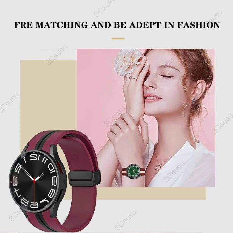 Silicone Strap for Samsung Galaxy Watch 6 5 4 40mm 44mm 5 Pro 45mm Magnetic Bracelet Watch 6 4 Classic 47mm 43mm 46mm 42mm Band