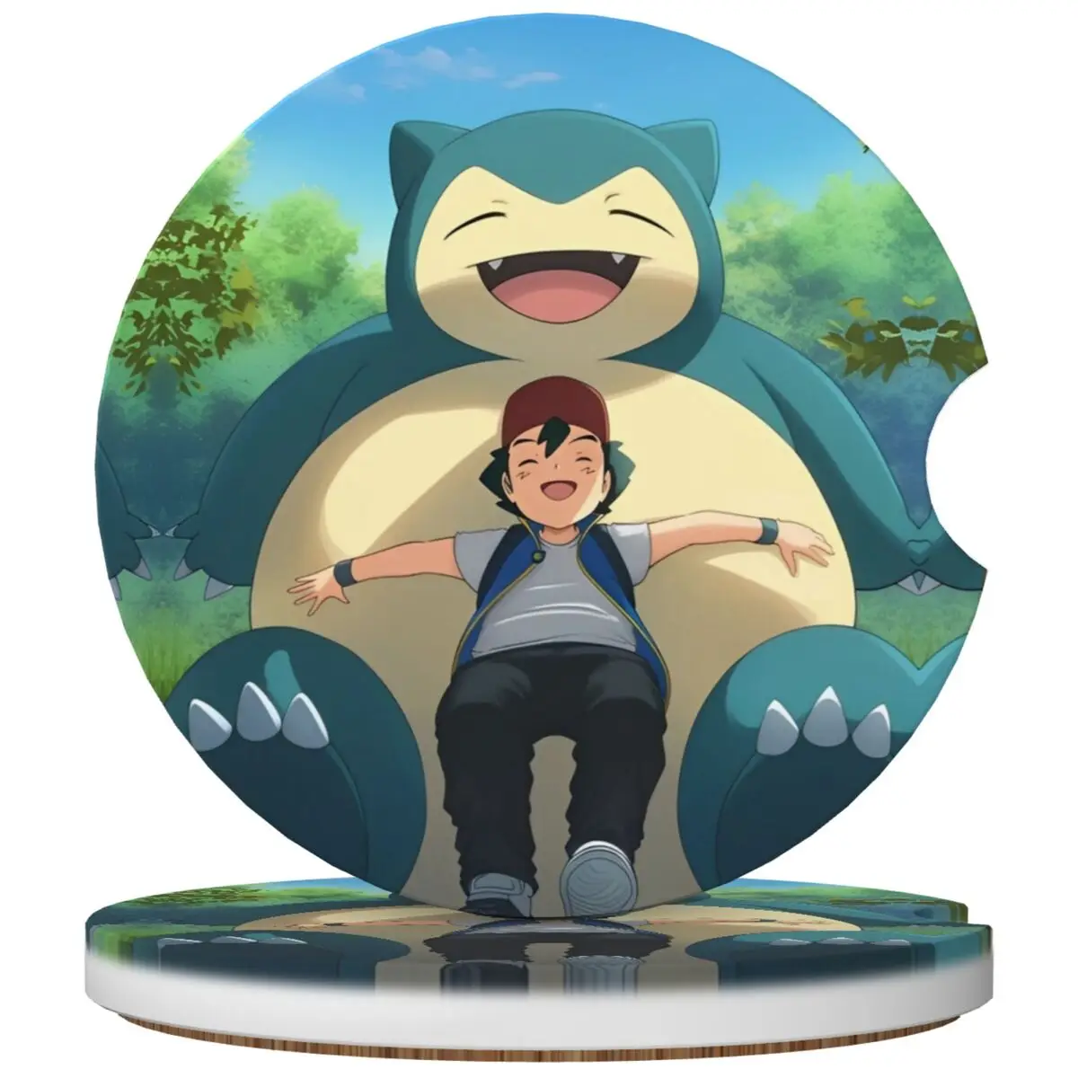 

Pokemon Ash Ketchum Cartoon Car Cup Coaster 2PCS Universal Auto Non-Slip Car Cup Holder Ceramic Coaster