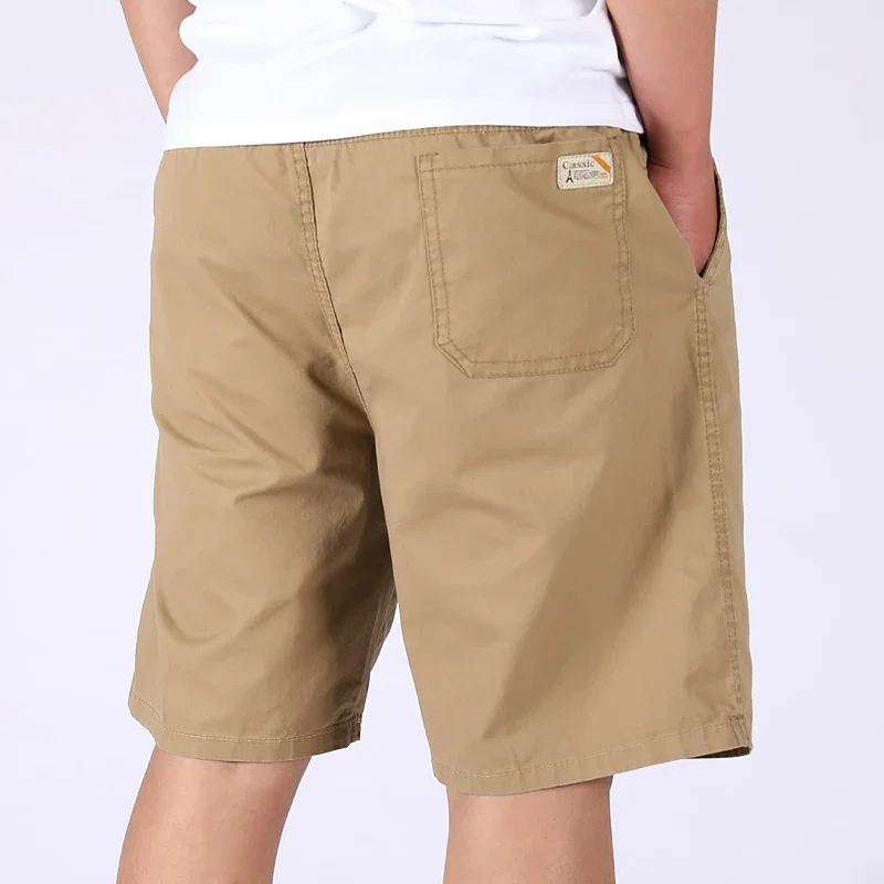 Herren Casual 100% Baumwoll-Shorts Weich Gewaschen Locker Sitzende Bermuda-Shorts Sommer Elastischer Bund Kordelzug-Shorts für Herren Tägliche Kleidung – Detail 14