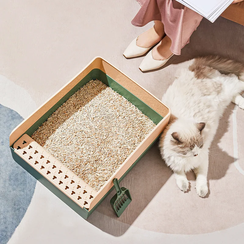 Imagem -02 - Cercado Litter Box Tamanho Grande Semi-enclosed Cat wc com Anti-splash Strap Sand Cat Acessórios Removível Lavável Multi-color