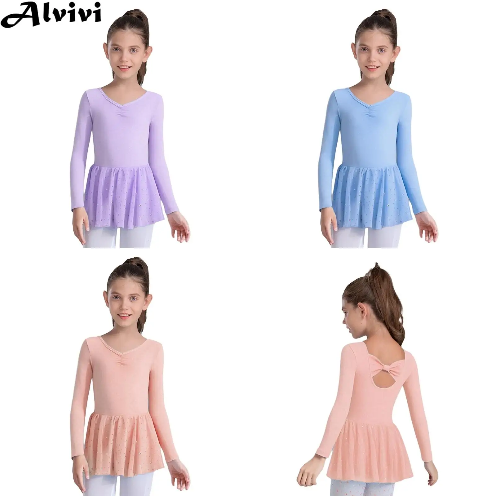 

Детский костюм для балета и танцев, гимнастики, разминки, тренировочный костюм с длинными рукавами, блестящее платье-пачка с блестками, купальник, танцевальная одежда для балерины