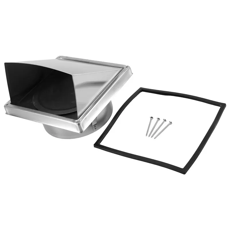 ABKS-6In Dryer Vent Cover Stainless Steel Vent Cover Outdoor Wall With Cushioned Non Return Flap,External Extractor Wall Vent