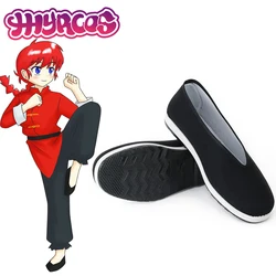 Anime Ranma Cosplay Shoes Kung Fu 1/2 Saotome Ranma Cos Shoes For Men Women Halloween Game Style Black Cloth Boots Party