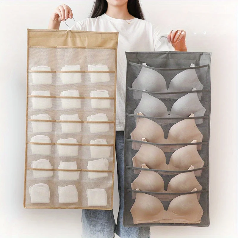 2 الوجهين حقيبة تخزين قابلة للحمل الملابس الداخلية الجوارب حمالات الصدر خزانة المنزل حقيبة للحمل الحديثة أسلوب بسيط للطي الملابس مقسم حقيبة #1