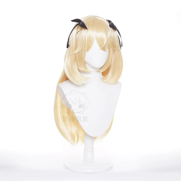 Game Genshin Impact Fischl Cosplay Wig Woman Golden Bunches Synthetic Hair Comic-con Costume Accessories Halloween Dress Up Wigs
