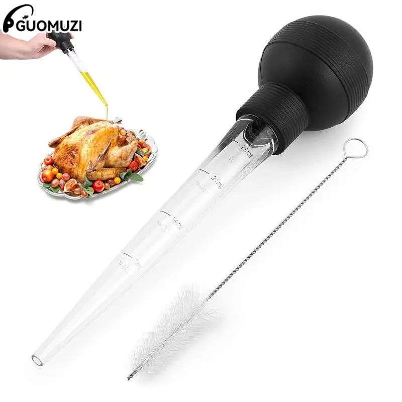 Cooking Kitchen Chicken Turkey Poultry BBQ Food Flavour Baster Syringe Tube Pump Turkey Baster Oil Dropper Pipette With Scale