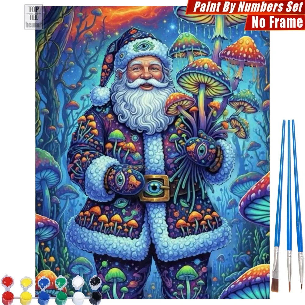 

Fantastical Santa Mushrooms DIY Digital Oil Paint Set - Eye Patterns Night Creative Family Fun Christmas Gift For Fantasy Fan