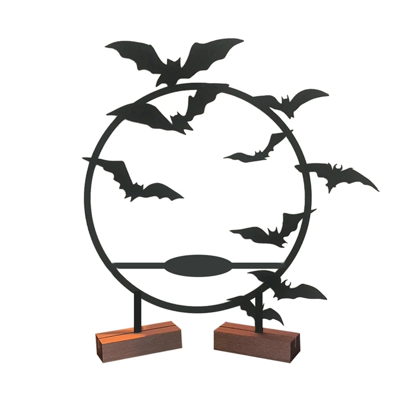 Halloween Candlestick Holder Halloween Statue Candlestick Bat Wall Decor Candle Stand Round Shape Gothic Table Decor