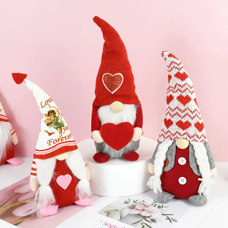 

Valentine's Day Faceless Doll Love Heart Plush Gnome Handmade Ornament Kids Toy Home Decoration Wedding New Year Ornaments 2024