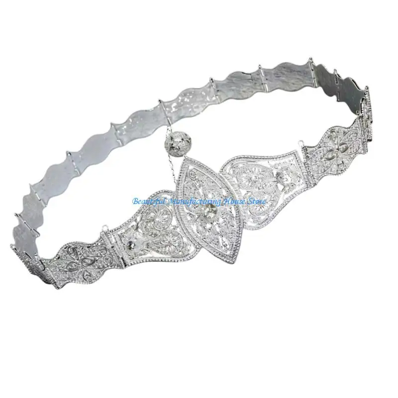 E56A Elegant Ethnic Pattern Belt Sturdy Zinc Alloyed Adjustable Length For Most Ages