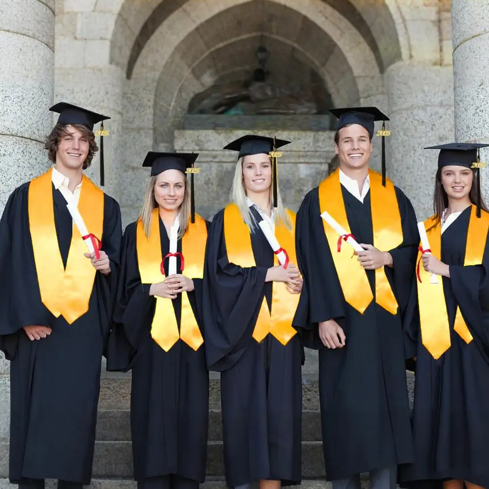 3-teiliges Set für Abschlusskostüme, matt, mit Kappe, Schulterstolen und Kleid, Unisex, lockere Passform, College-Abschlusskleid-Set