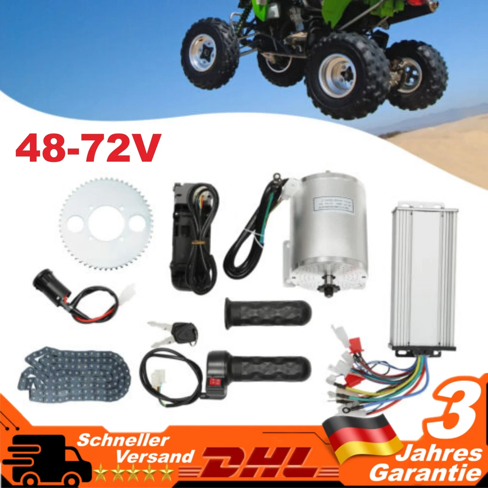 48-72V 3000W High DC Electric Brushless Motor Conversion Kit Fit Go Kart Scooter