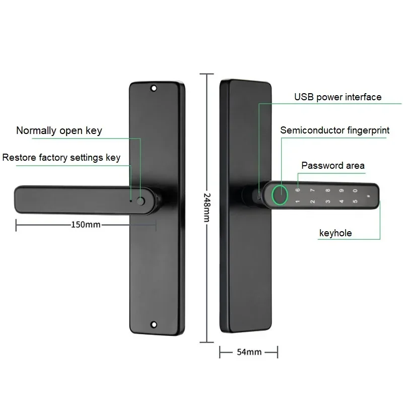 Tuya Bluetooth-compatiable Smart Door Lock Biometric Fingerprint Password Key Tuya APP Remote Unlock Digital Electronic Locks