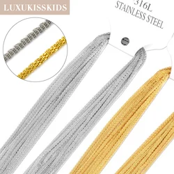 LUXUKISSKIDS Stainless Steel Flat Net Chains 2mm Rope Chain Necklaces 316L Wholesale 10pcs/lot Link Jewelry Flat For DIY Making