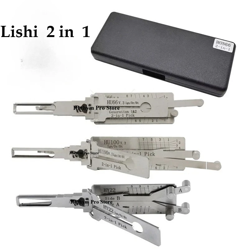 

Lishi 2-in-1 HU66 HU100 HON66 HU100R HU92 HY22 TOY2 TOY48 HU101 HU162T-8 Lishi Pick Tool Door Opening Stainless Lock Piking Kit