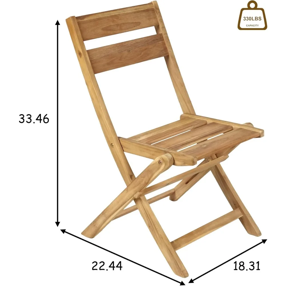 Ensemble bistro pliant, finition teck