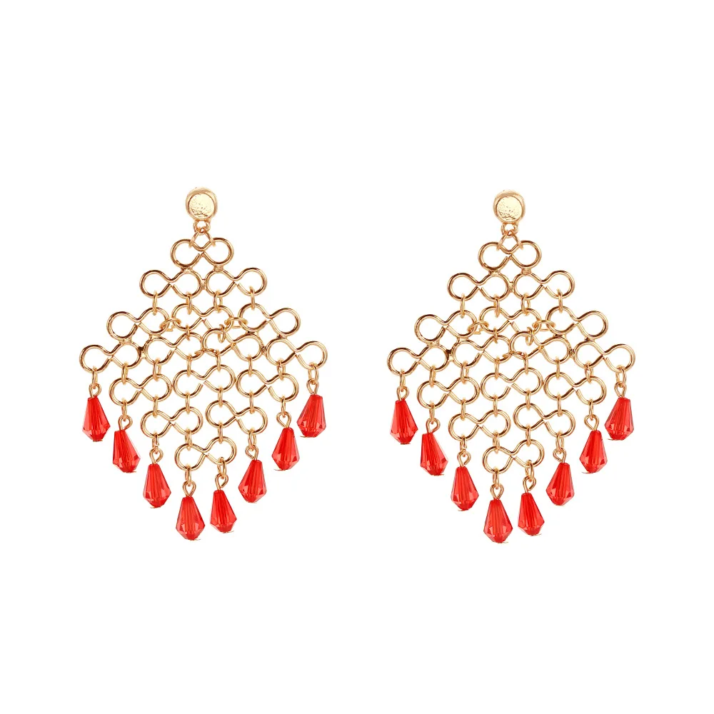 Vintage Boho Hohlgitter Gold Quasten-Ohrringe für Frauen Statement-Schmuck Geschenke für Feiertage und Partys – Detail 5