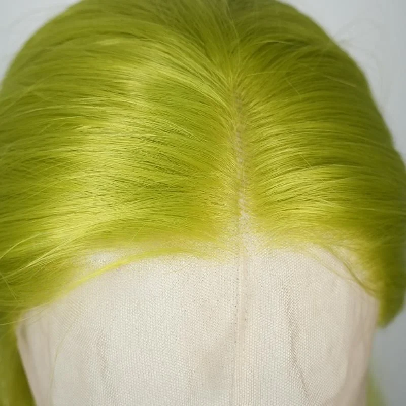 Light Green Lace Front Wigs for Fashion Women 26 Inches HD Straight 13*4 Natural Frontal Lace High Quality Synthetic for Cosplay