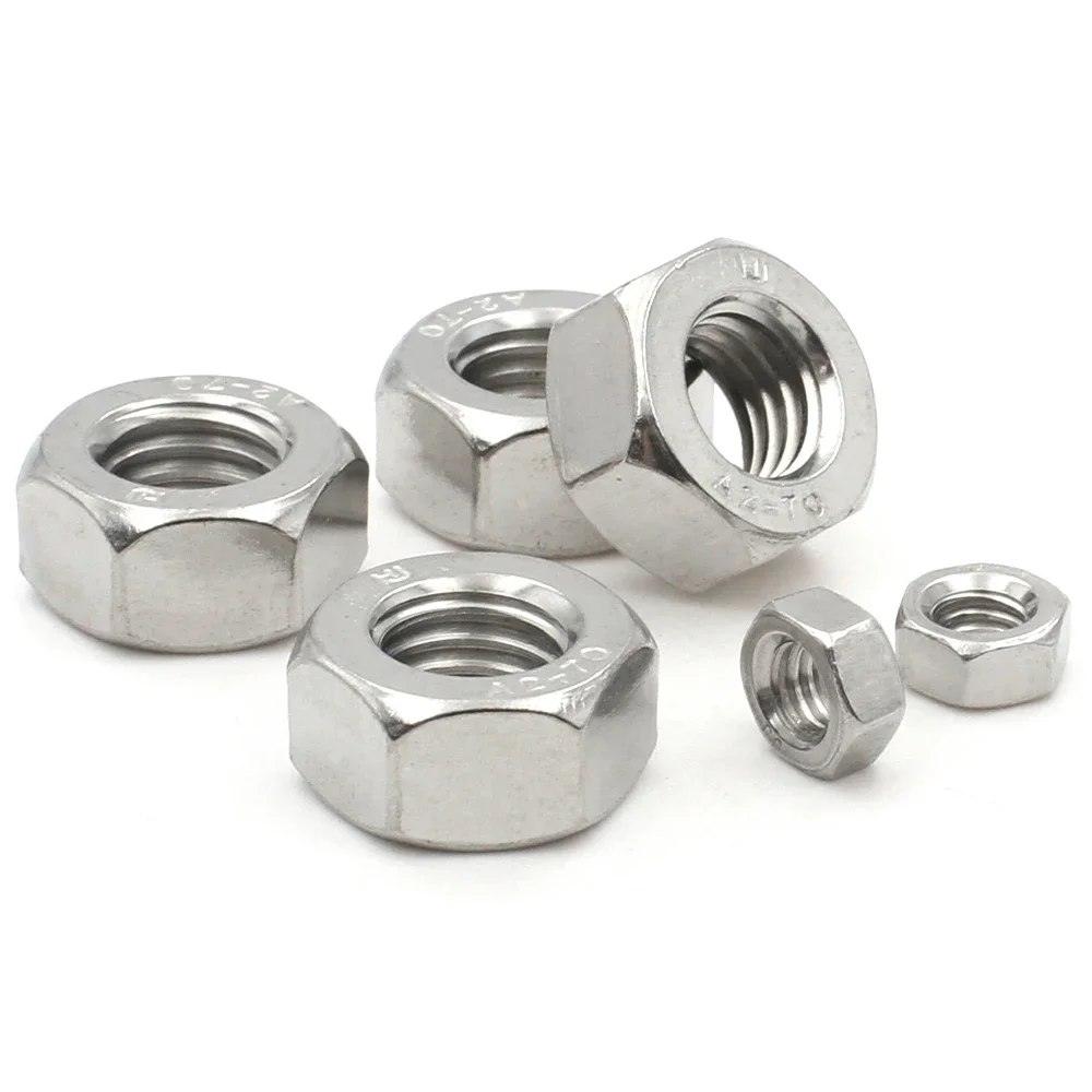 5/10/20/50pcs M1 M1.2 M1.4 M1.6 M2 M2.5 M3 M3.5 M4 M5 M6 M8 304 Stainless Steel Hex Hexagon Nut DIN934 Metric