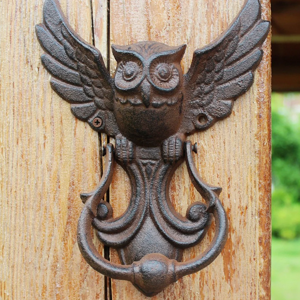 

1Pcs Owl Door Knocker Heavy Duty Iron Door Handle for Garden Yard Villa Wooden Doors Retro Exterior Decor