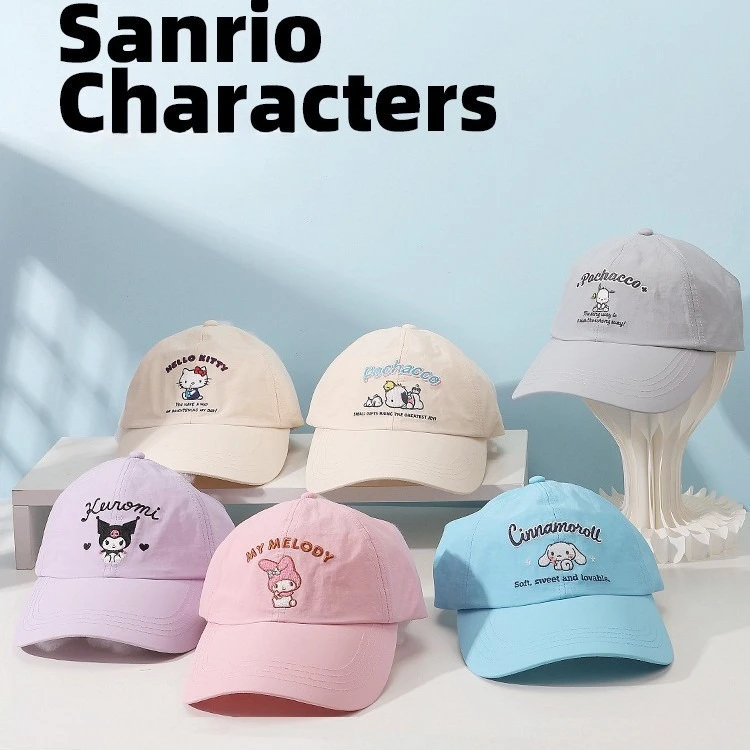 

Miniso Sanrio Katie, милый цилиндр с небом, летняя бейсбольная шляпа, шляпа от солнца, шляпа от солнца Jade Gui Dog Kuromi, женская шляпа для взрослых