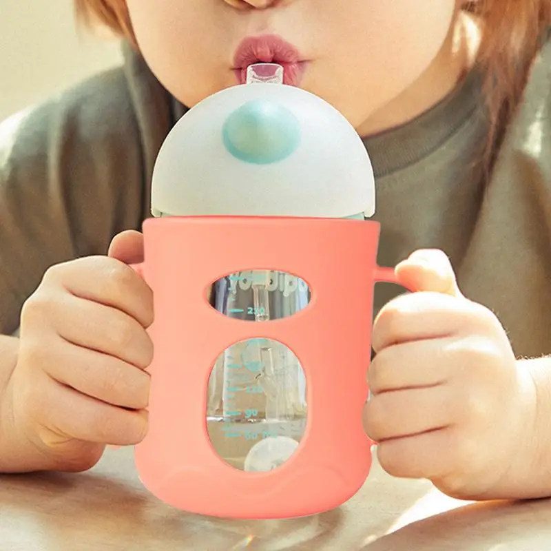 Funda protectora de silicona con asa para biberón, cubiertas para biberones de calidad alimentaria, funda para biberón de viaje antirotura de repuesto con