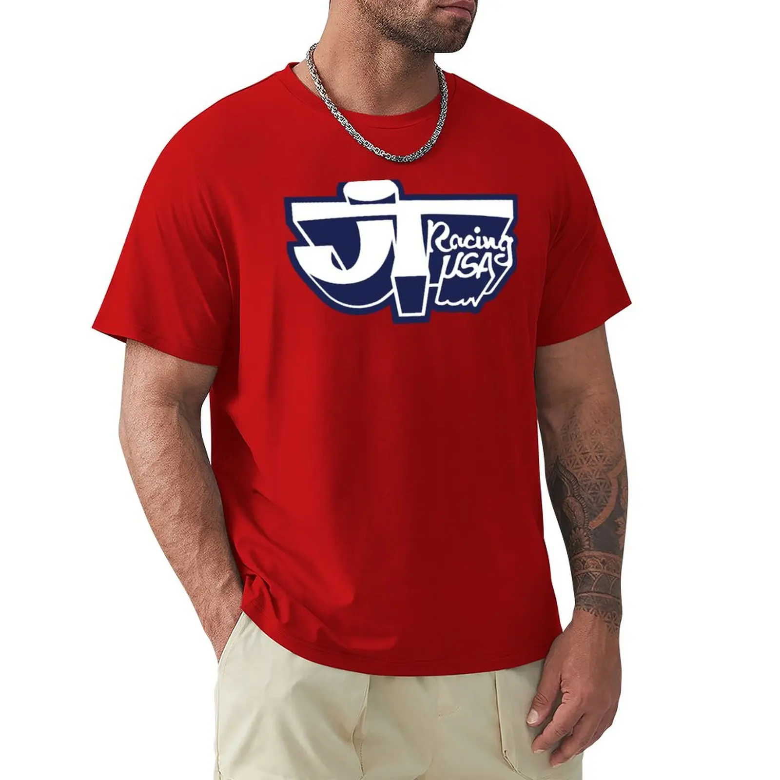 

JT Racing USA WHITE/BLUE- Old School BMX T-Shirt quick-drying t-shirt black t shirt boys t shirts mens champion t shirts