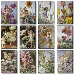 Flower Fairy Cicely Mary Barker Vintage Canvas Prints Nursery Wall Art Decor for Childrens Room Home Decor Poster Picture