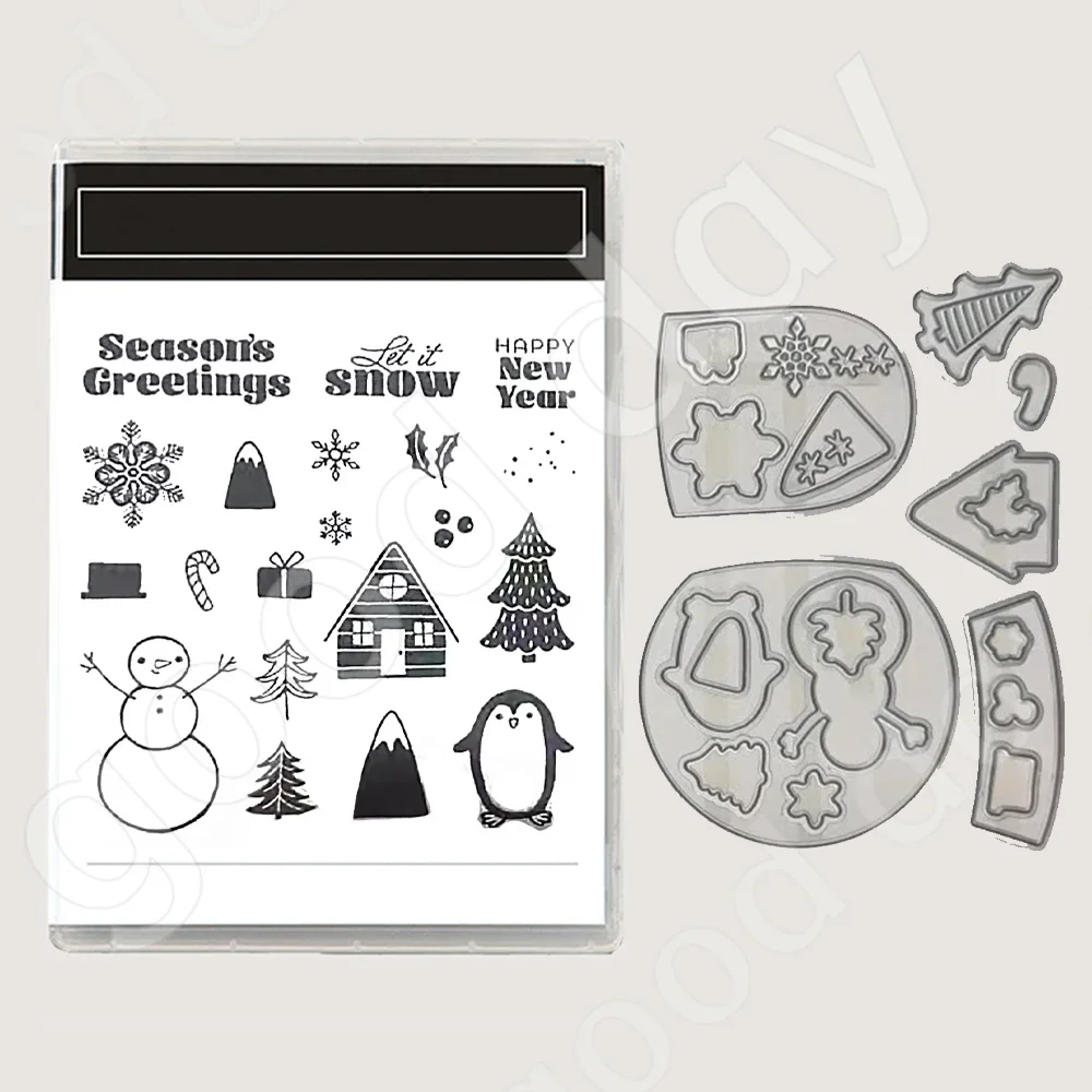 2024 Christmas Tree Snowflake Snowman Metal Cutting Dies Clear Stamps Scrapbooking Journaling Decor Embossing DIY Greeting Cards