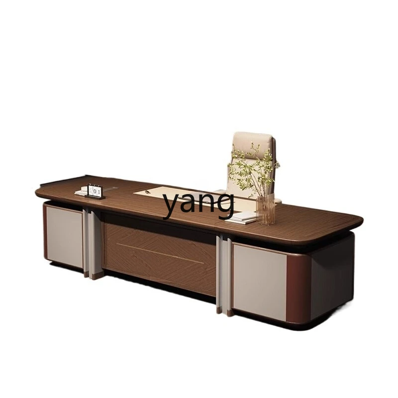 LH office desk and chair combination walnut sticker president's desk