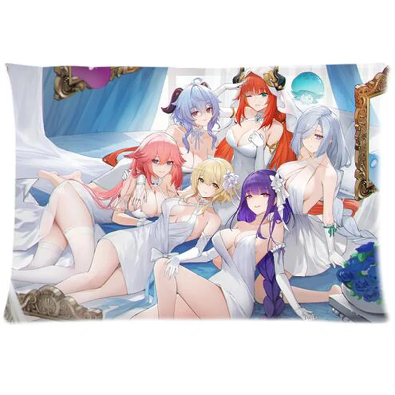 Anime Game Female Ningguang Throw Pillowcase Ganyu Cosplay Shnehe Pillow Sham Keqing  2-Sides Cushion Cover