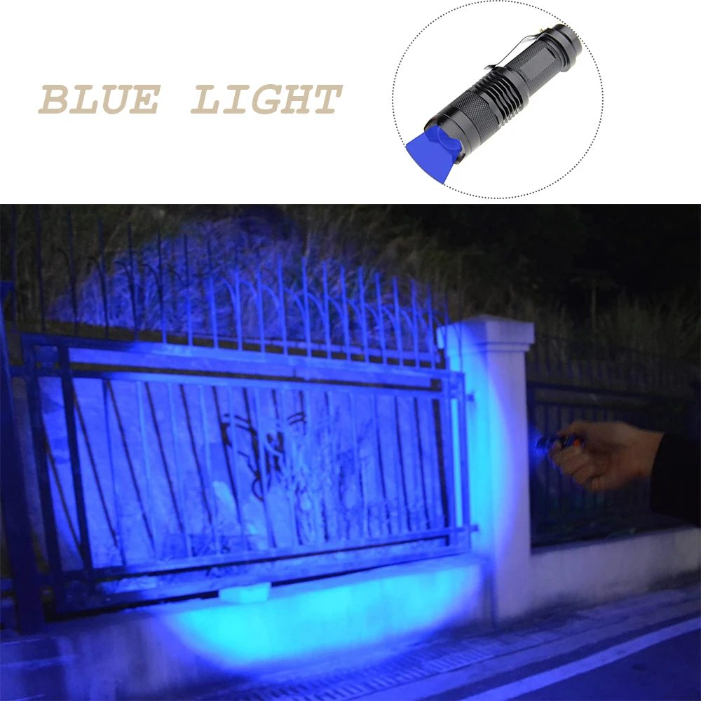New Red/Blue/Green/White Light LED Flashlight Mini Flashlights Tactical Flashlight Hunting Flashlights 3 Modes Zoom Torch 14500