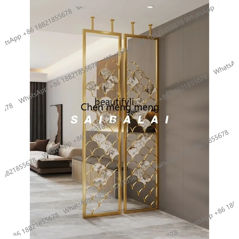 

LHY26 ss Light Luxury Art Metal Screen New Chinese Designer High-End Creative Living Room Block Partition Entrance Customization